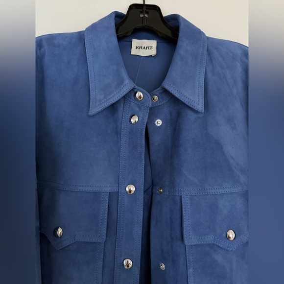 Khaite Jinn Suede Shirt, 6, Blue Iris - Picture 13 of 17